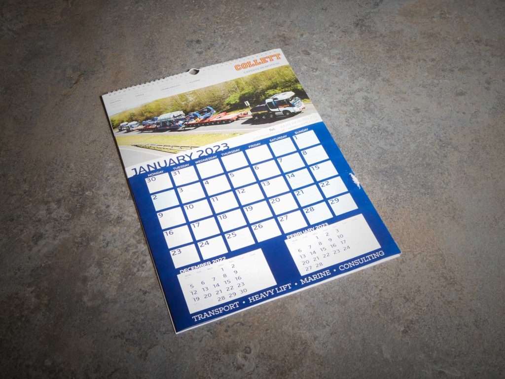 Collett & Sons Ltd Experts in Motion calendar printing 2023 by Hart & Clough