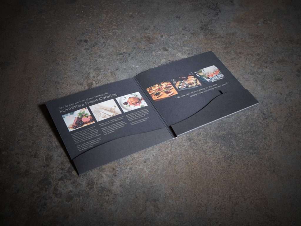 Hinchcliffe's Event Catering card folder by Hart & Clough