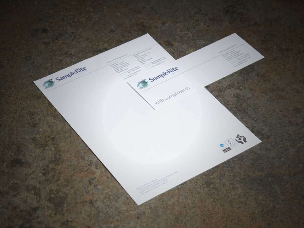 SampleRight Global Sampling Service letterhead and compliments slip stationery by Hart & Clough